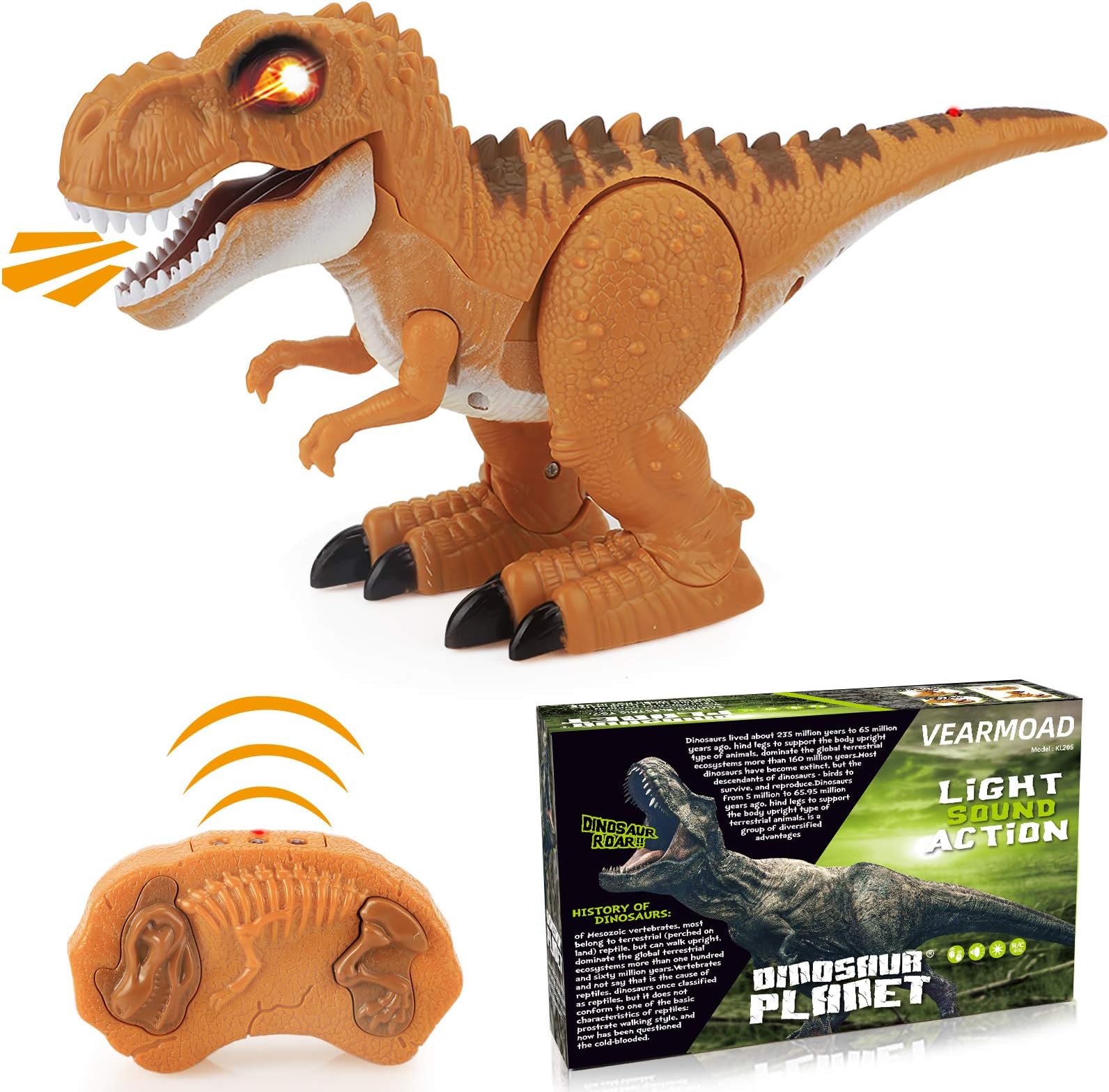 Remote Control Dinosaur Toy, Walking T-Rex for 3 4 Years Old Kids Boys Girls, Realistic Roaring, LED Glowing Eyes, Electronic Intelligent Interactive Toy Gift