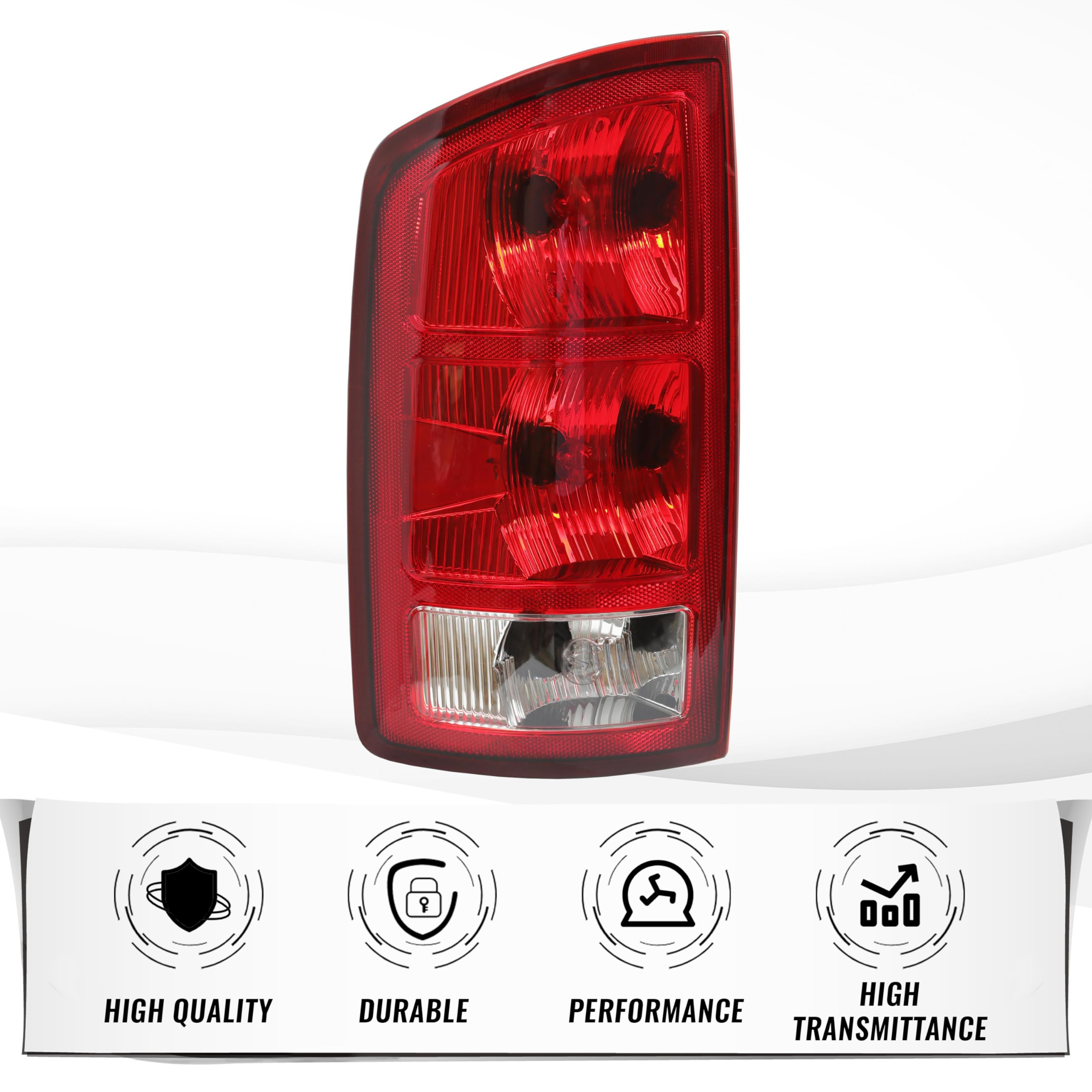 HECASA Tail Light Compatible with 02-06 Dodge Ram 1500/03-06 Dodge Ram 2500 3500 Taillight Lamp Signal Brake Lamp w/Bulbs and Wiring Harness Replacement for CH2800147 Left Driver Side LH
