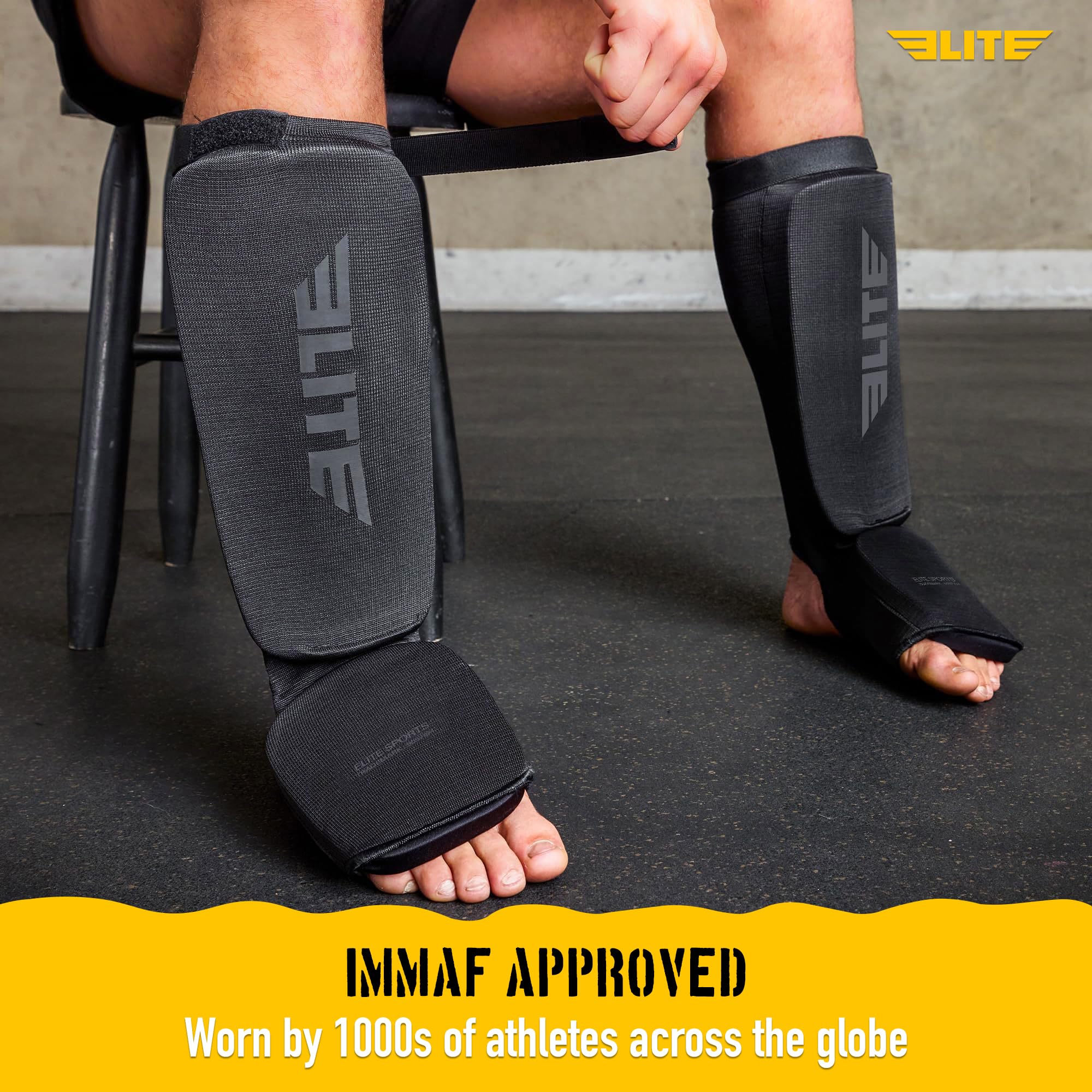 Elite Sports Shin Pad Espinilleras MMA, Unisex Adulto