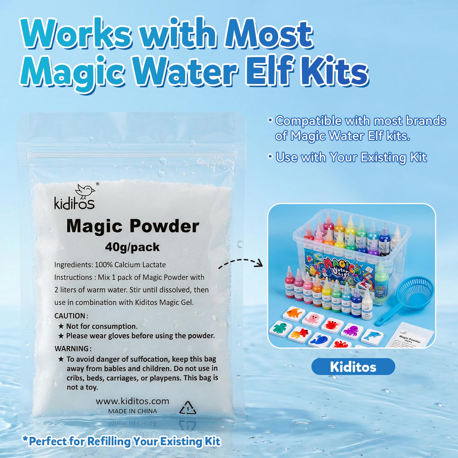 Magic Water Elf Lot de 5 Recharges Poudre Gel d'Eau Aqua Fairy