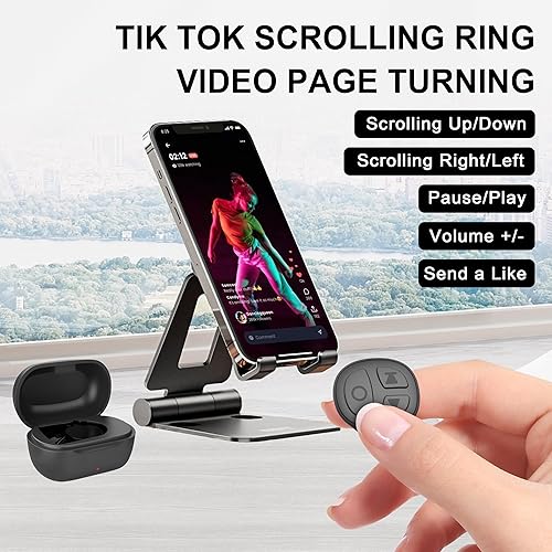 Miniatura 2 de Anillo de desplazamiento TikTok, clic automático para vidas, botón selfie inalámbrico para iPhone y cámara Android, anillo de desplazamiento remoto
