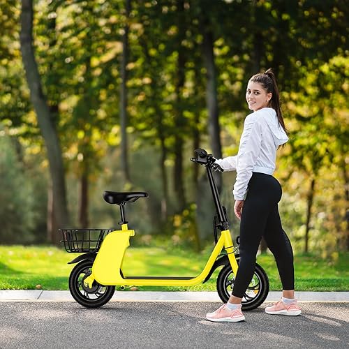 Miniatura 8 de Windhorse C2 Urban Cruiser - Scooter eléctrico plegable para adultos con asiento y cesta de transporte, motor sin escobillas de 450 W, batería de 36
