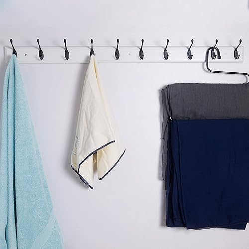 Miniatura 4 de Dseap Perchero montado en la pared 10-Ganchos, 16.0 in agujero a agujero, 38.0 in de largo, ganchos de madera para colgar abrigos, ganchos para