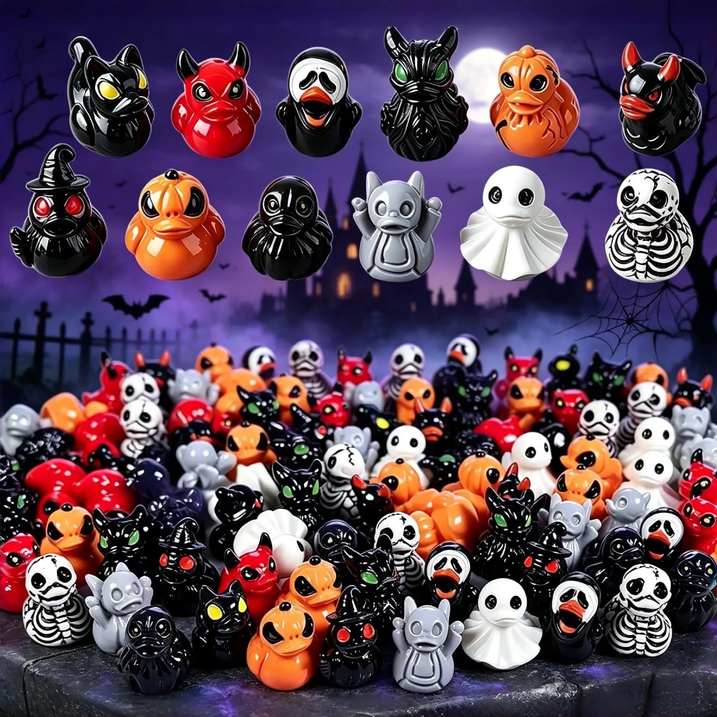 Mini Ducks (Devil, Ghost, & Skeleton Designs), Mini Devil Ghost Skull Resin