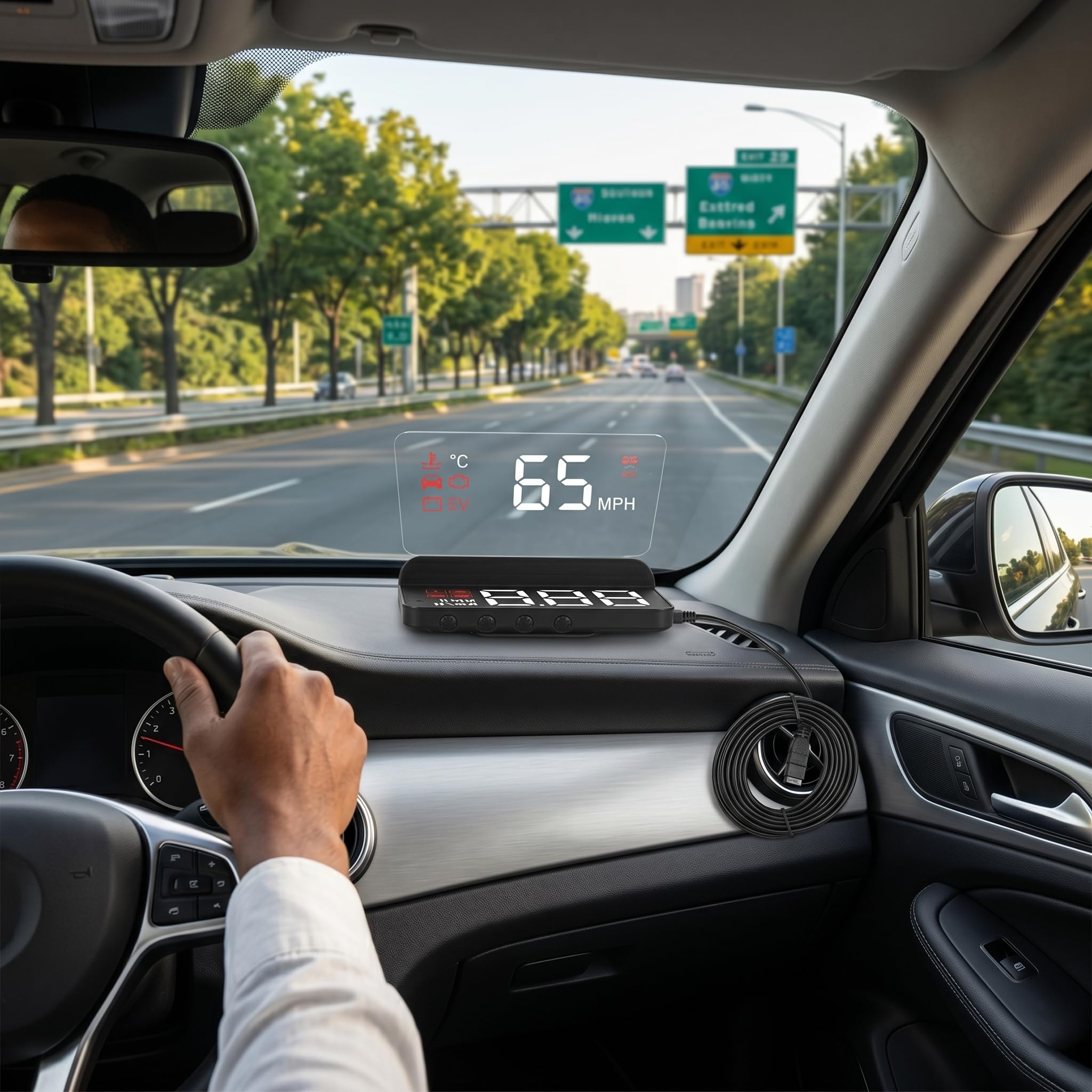 HUD Multifunzione per Auto Head Up Display Gauge, OBD2 Indicatore Parabrezza Allarme Fatica Strumento di Promemoria Guida