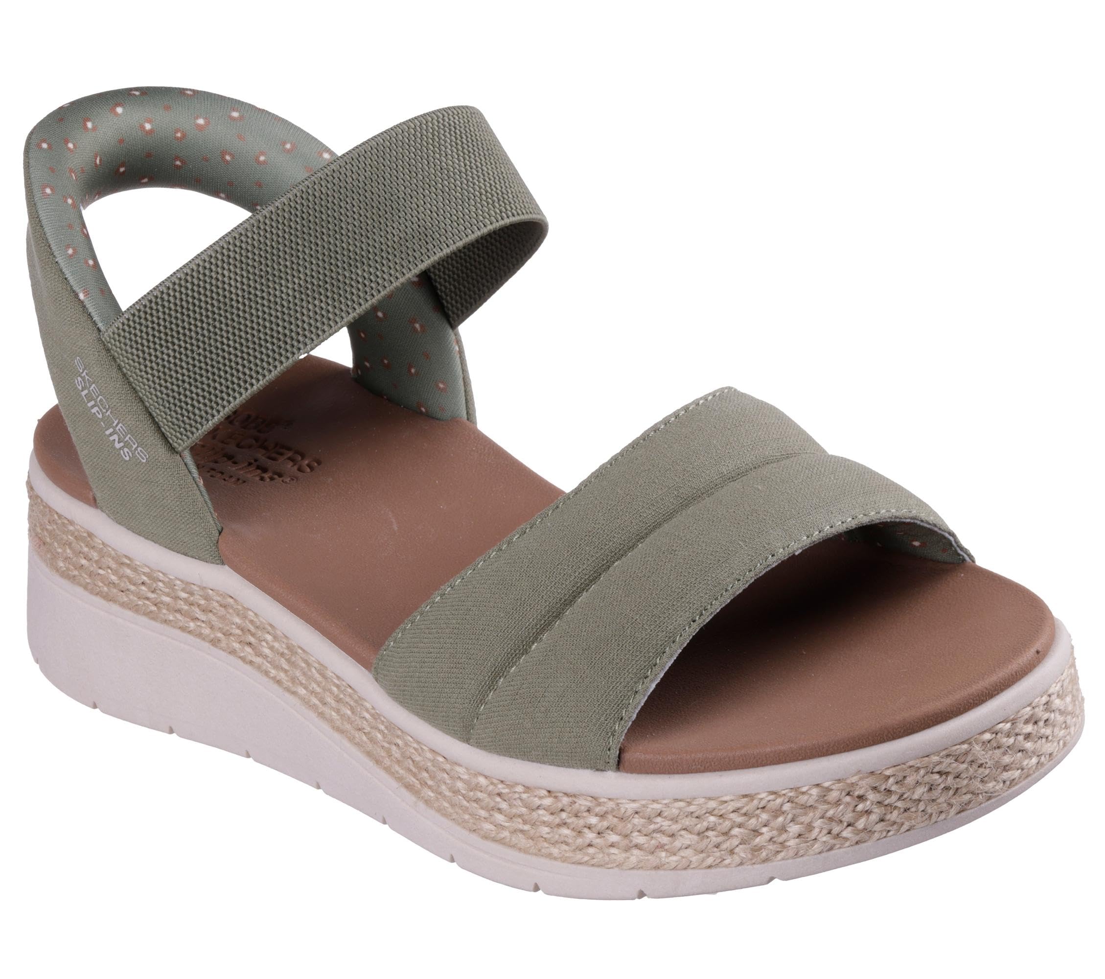 Debenhams Women's Olive Bobs Sun Ray Slip-Ins Padded Vamp Quarter Strap Sandal Size 8