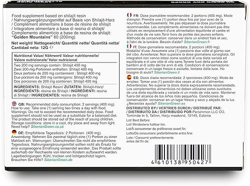 Miniatura 5 de Gotas secas Shilajit Pure de alta calidad Altai Golden Mountains - 60 unidades (200 mg) Auténtico certificado de seguridad y calidad - Ácido fúlvico