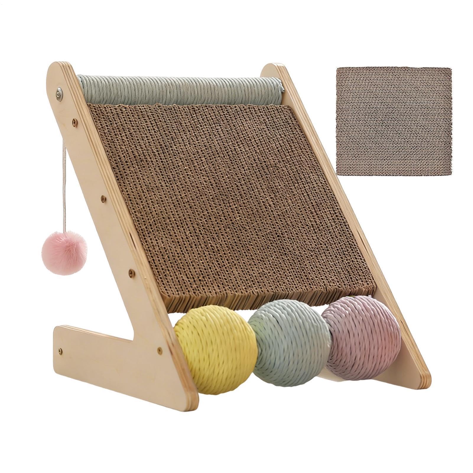 Tapis d'emploi et planche à gratter triangulaire interactive pour chat