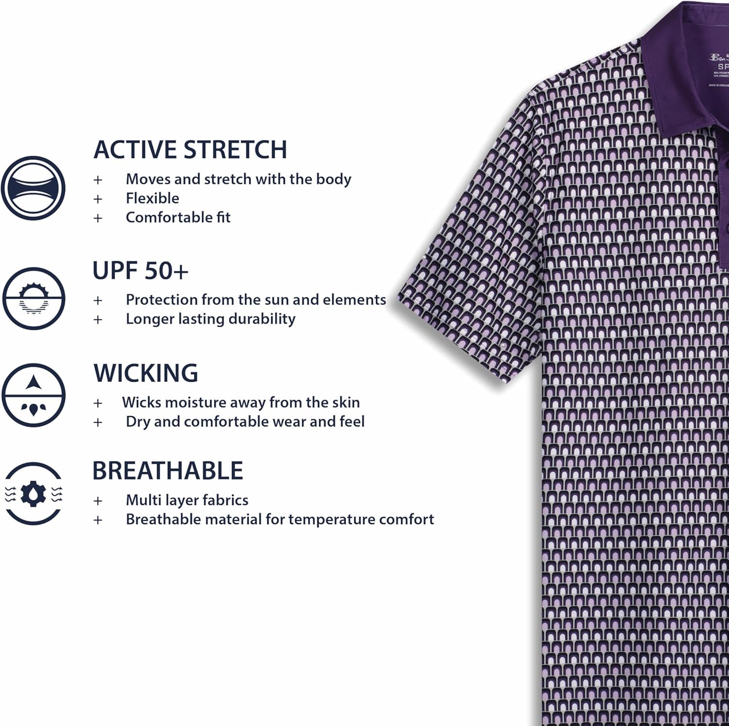 Ben Sherman Men's Performance Luxury Golf Polo Shirt
