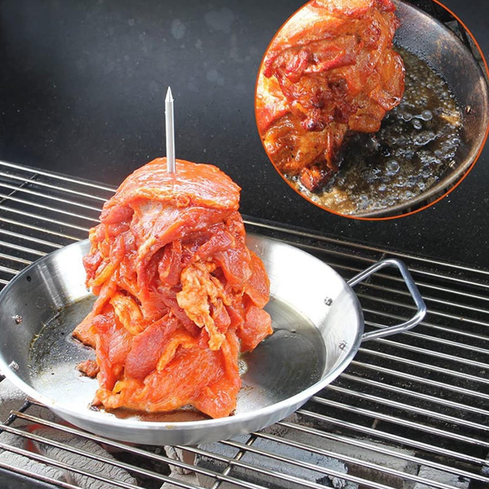 Pionowy stojak na szpikulce ze stali nierdzewnej – brazylijski grill El Pastor Rożen – wytrzymała pionowa patelnia do pieczenia na szaszłykach, idealna do grillowania i gotowania na świeżym powietrzu