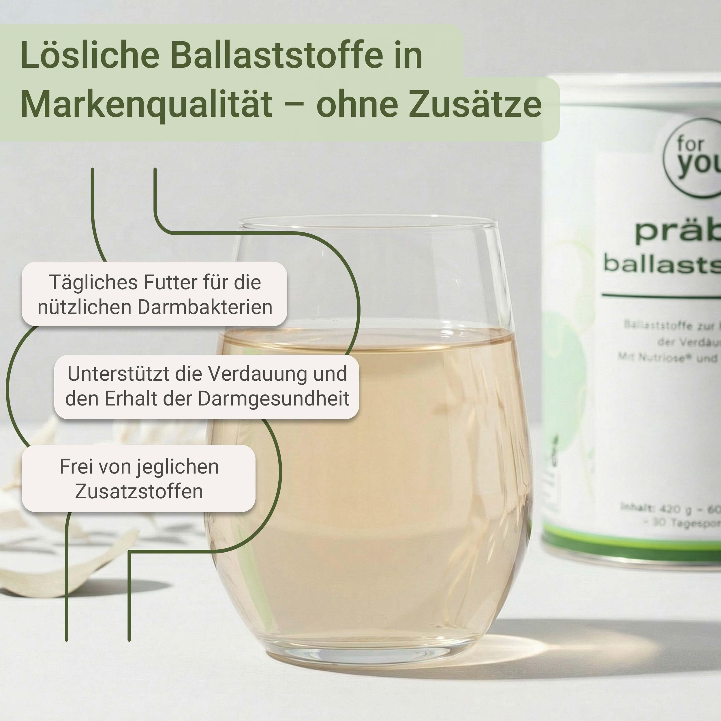 for you präbio ballaststoffe - Kombination aus löslichen, pflanzlichen Ballaststoffen - Akazienfaser & resistentes Dextrin - Unterstützt Verdauung & Darmgesundheit (840g)