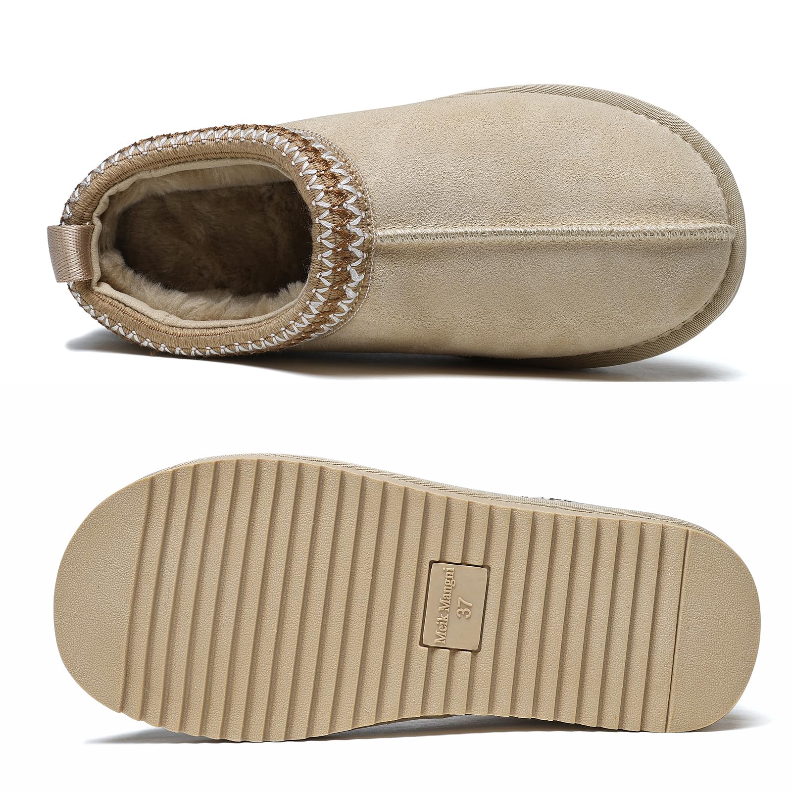 Meik Mangni Pantofole Donna Uomo Inverno Scarponi da Neve in Pelle Unisex-Adulto Caldi Ciabatte da Casa Antiscivolo,35-44 EU