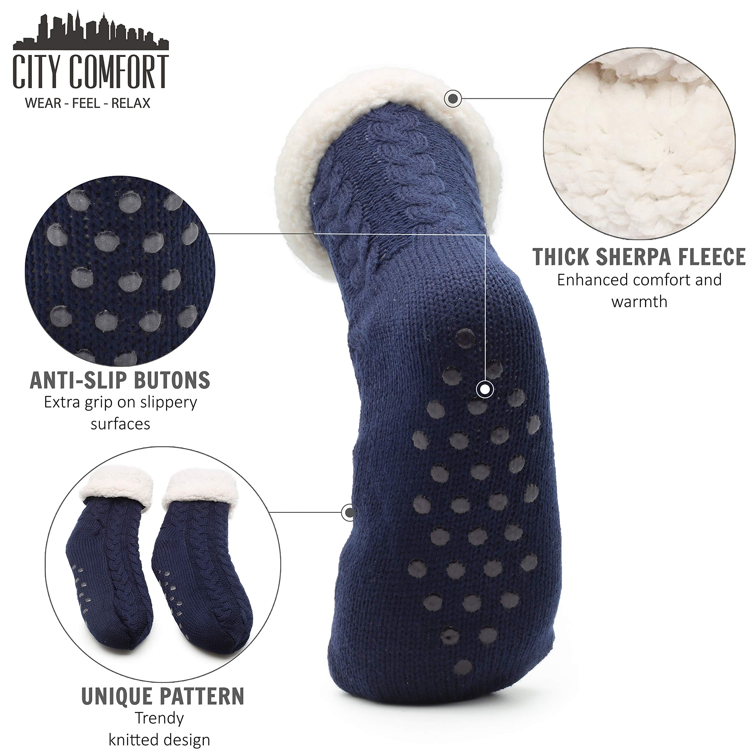 CityComfort Calcetines Hombre Antideslizantes con Forro Polar