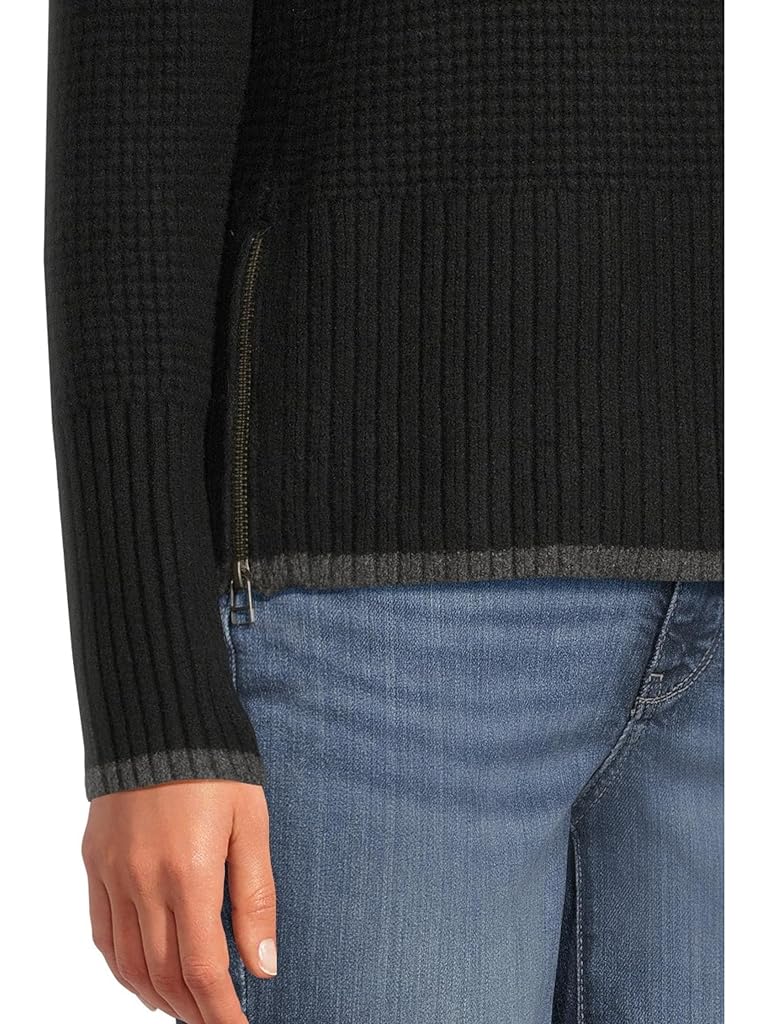 Black L.L.Bean Supersoft Waffle Sweater Turtleneck Fair Isle