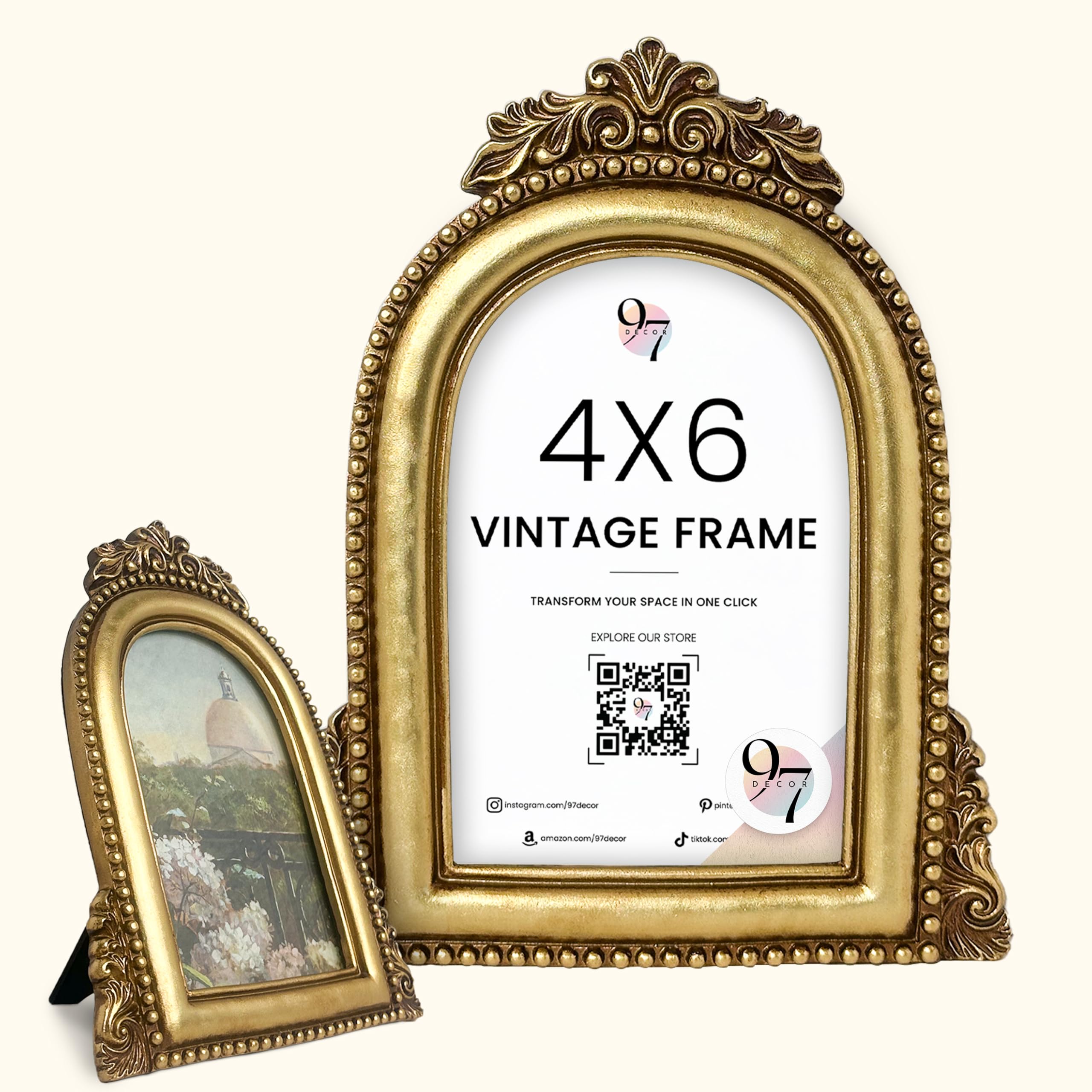 Amazon.com - 97 Decor 4x6 Vintage Picture Frame - Gold Antique
