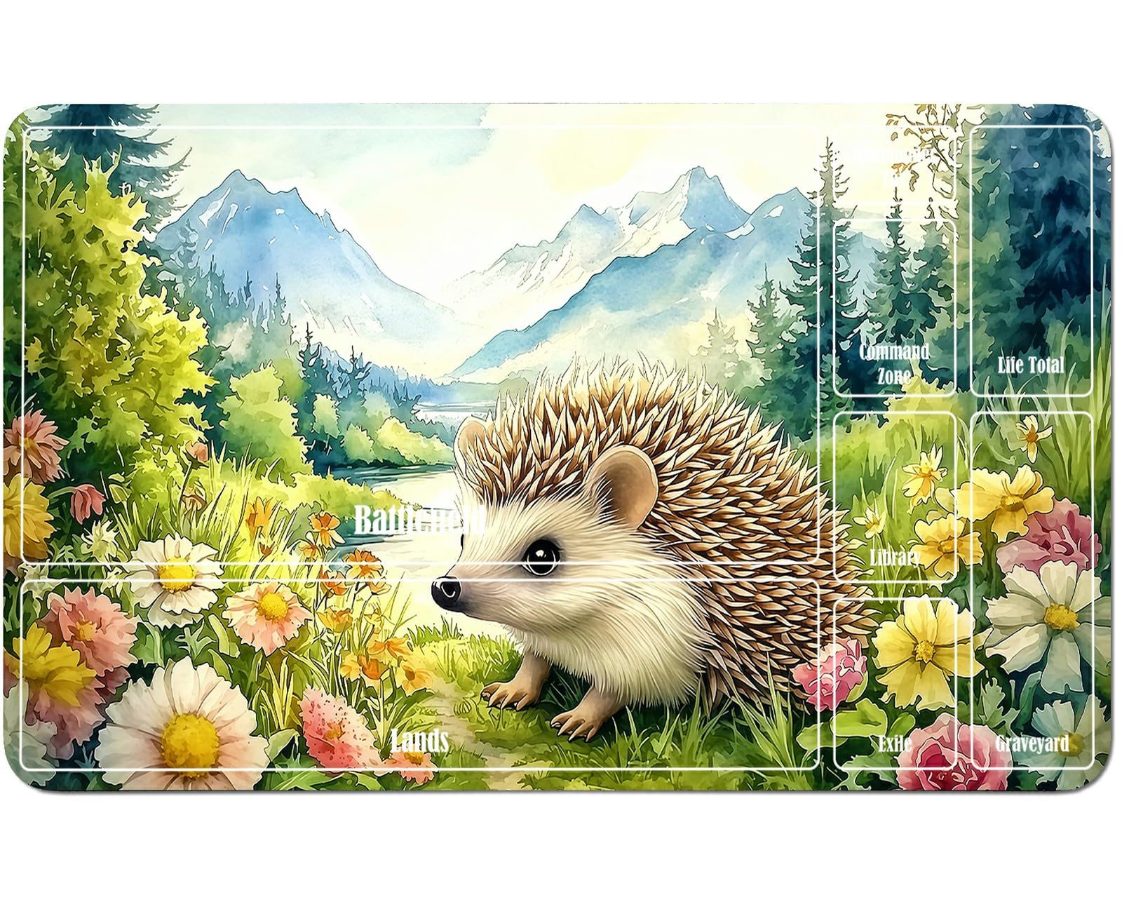 RWUTYTIUL Lawn Hedgehog for MTG Playmat 24 X 14 Inch, Stitched Card Game Mat for Commander Board TCG RPG CCG Desktop Tablet Mouse Pad for Enthusiasts Playing Accessories