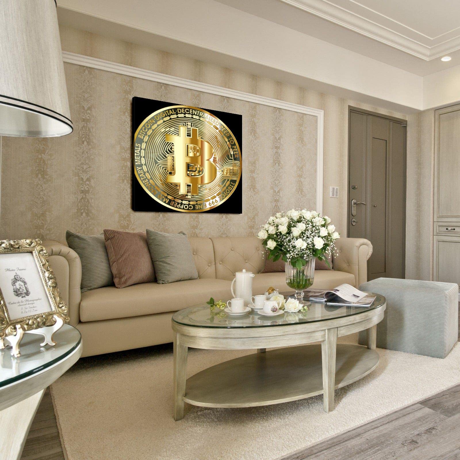 Amazon.co.jp: ビットコインキャンバスプリント デジタル暗号通貨ポスター 壁アート ホーム用 1ピース 装飾 20インチx20インチ :  ホーム＆キッチン