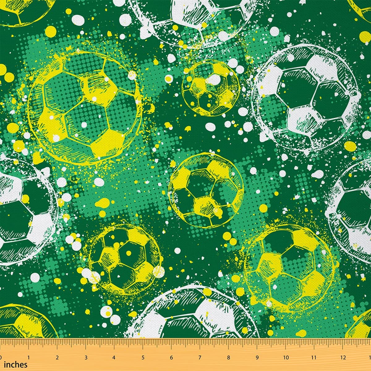 Richhome Boys Multi 9 Football Fabric By The Yard Watercolor Soccer Grass Field Decorative Fabric For Upholstery And Home Diy Projects Sports Activity Hippie Graffiti Fabric For Kids Girls Gifts,2 Yards