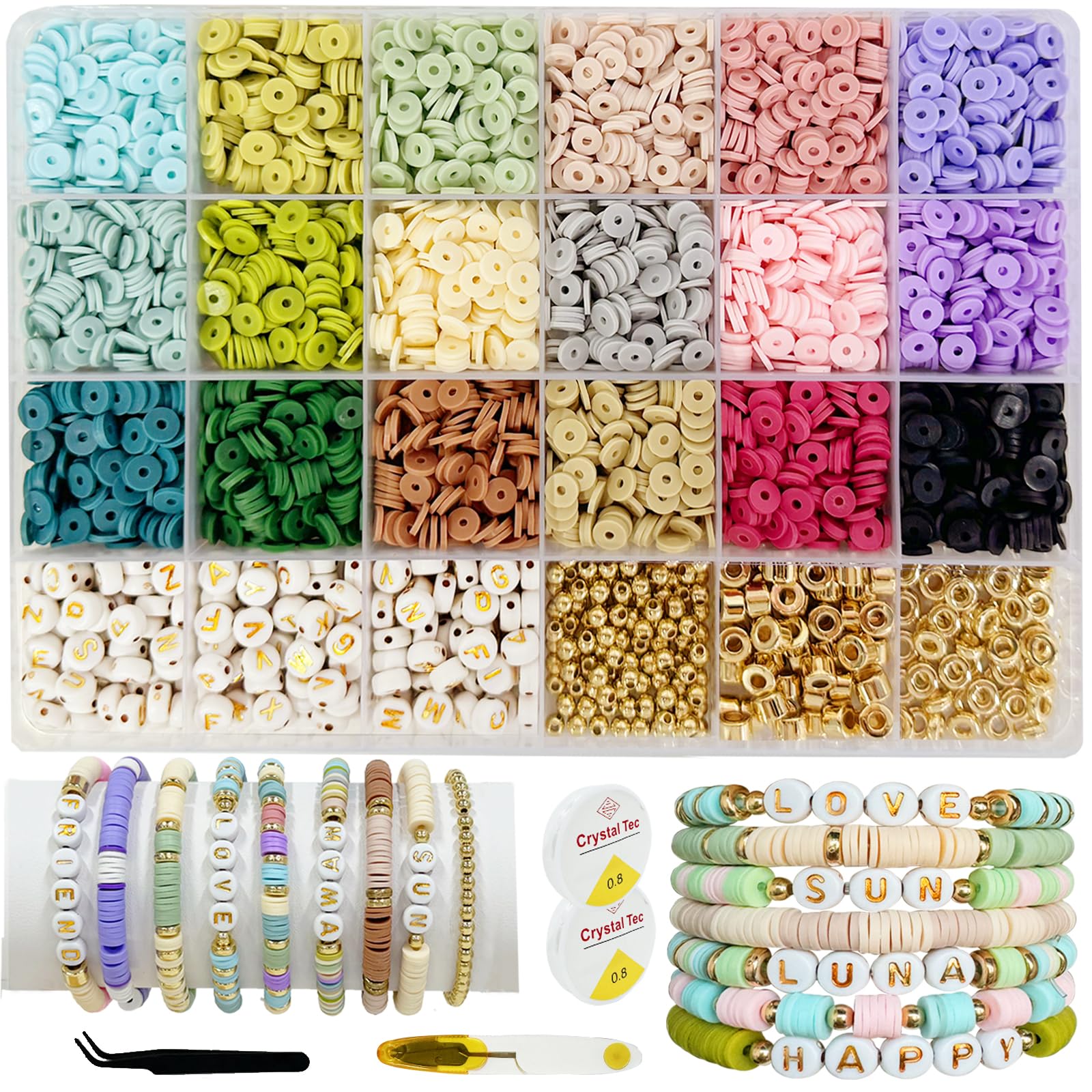 Konoz 5000+PCS Abalorios para Hacer Pulseras, Cuentas para Pulseras, Bolitas con Letras para DIY Collares Manualidad, Cumpleaños Regalo Niña 8-12 Años