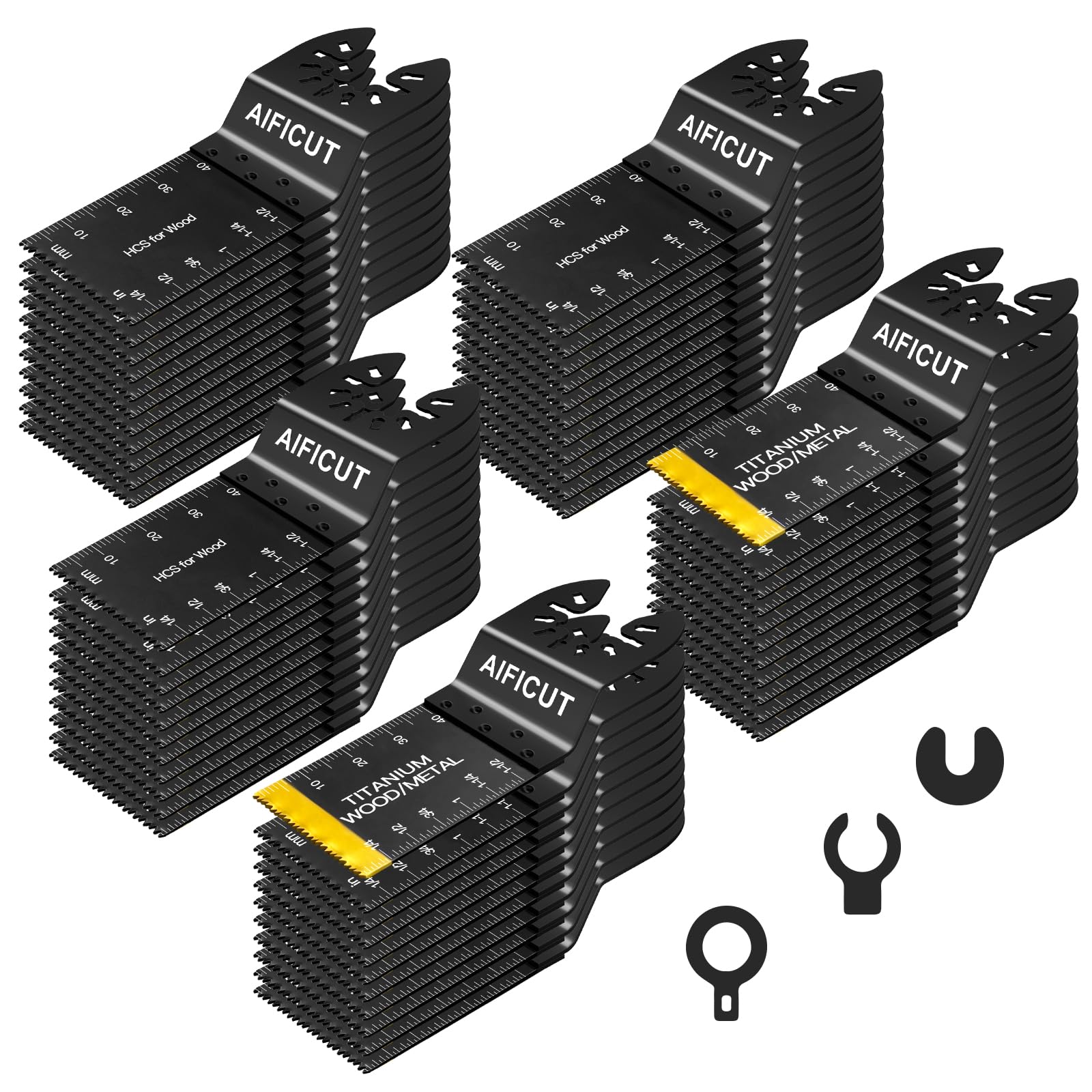 55 PCS Oscillating Saw Blades Quick Release Universal oscillating Tool Blades Wood Plastics and Metal Multitool Blade Kits