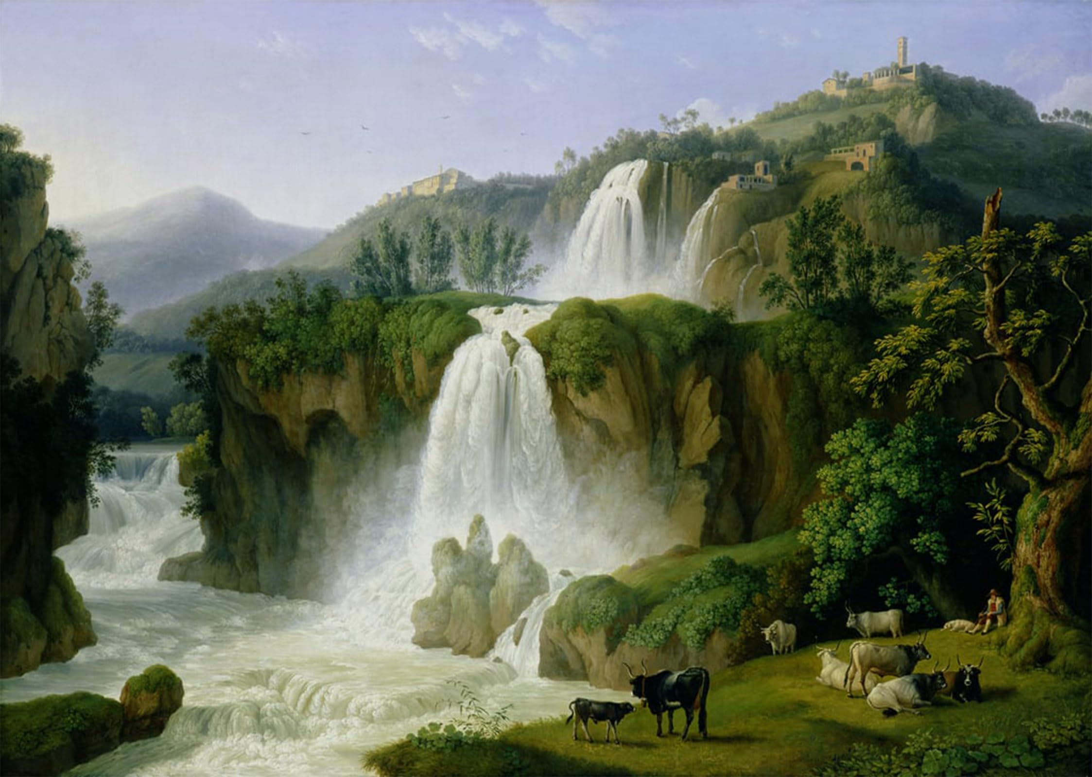 SERENDIPITP Retro Picture Poster Wall Art Pictures Painting the Waterfall At Tivoli by Jacob Hackert Wall Art Canvas Print for Wall Decor 60x90cm