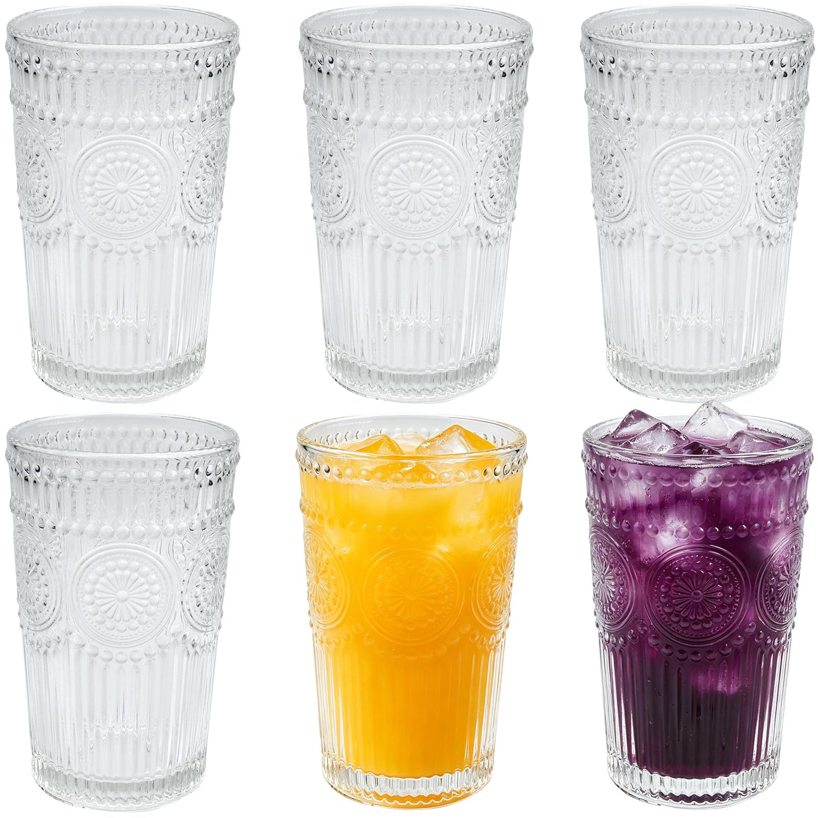 Vasos de agua vintage de 350 ml para servir zumos y cócteles en terrazas