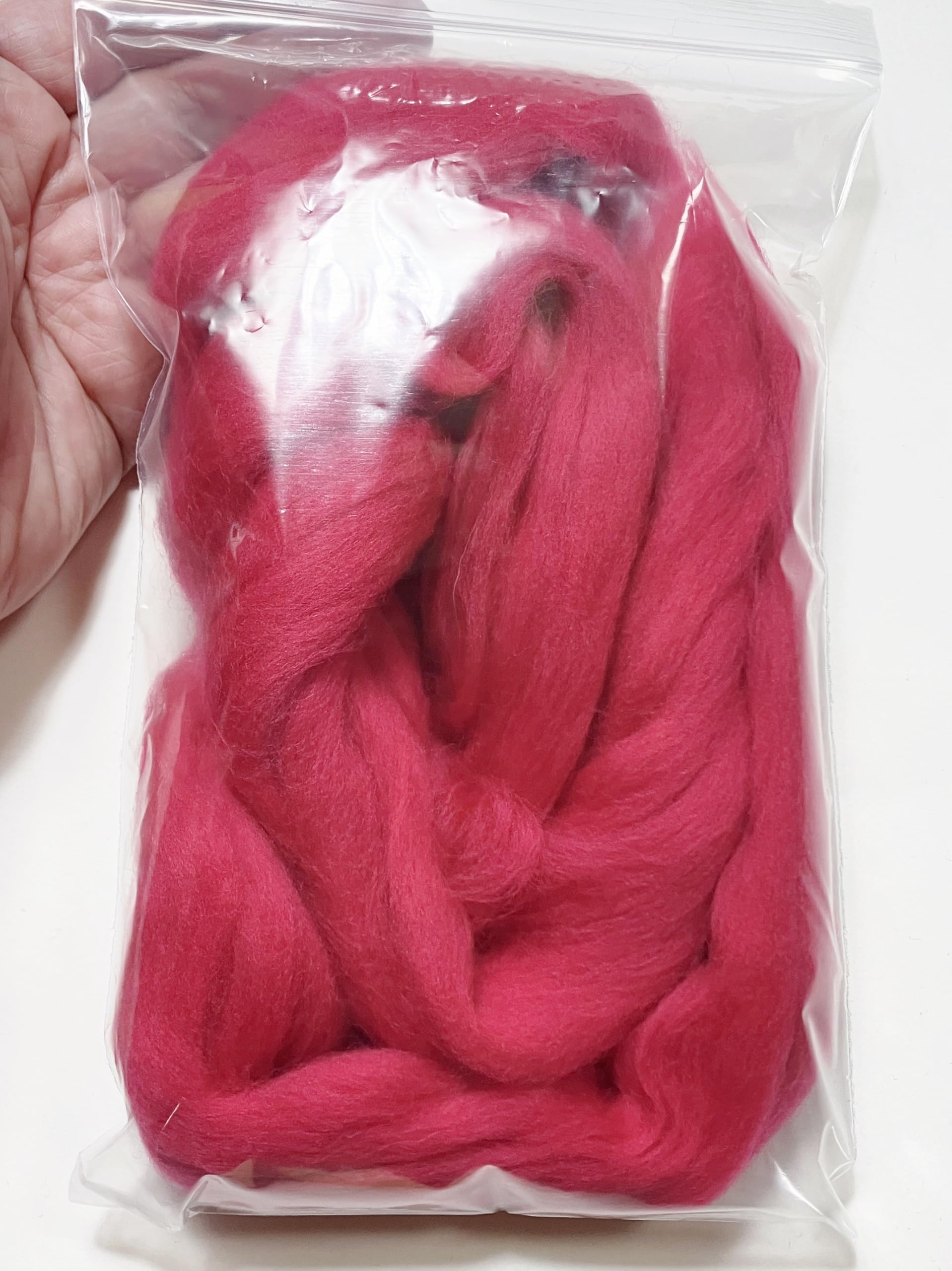 LM080-030 MOREZMORE Wool Roving for Needle Felting 30g 1 Ounce Raspberry RED Merino 100% Wool Fine Grade