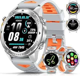 Military Smart Watch for Men with GPS, 1.43" AMOLED Smart Watch with Bluetooth Call, 5ATM Waterproof, 170+ Sports Modes, 500mAh Heart Rate/Sleep/SpO2 Monitor, Fitness Tracker for Android iOS