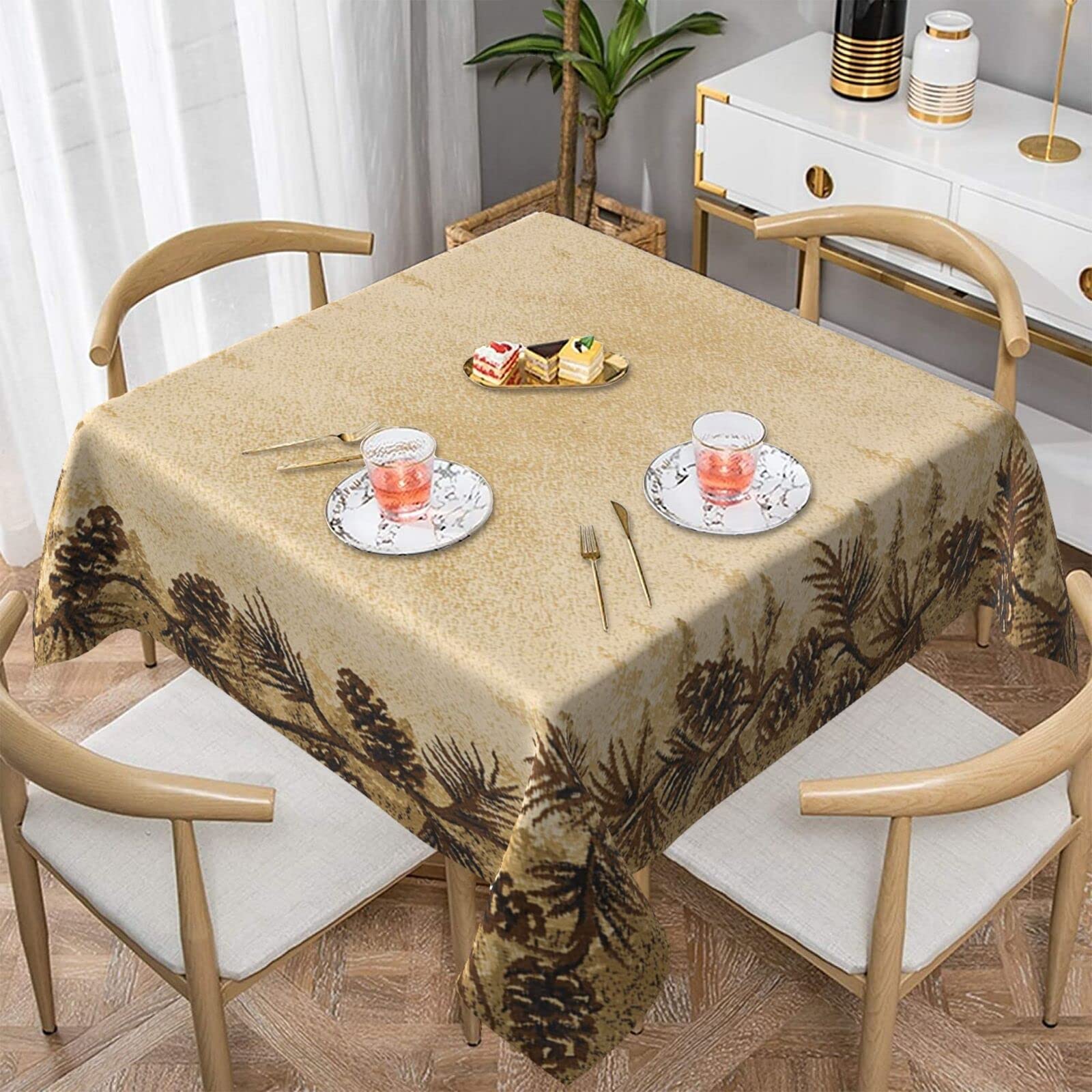 Nappe carrée pomme de pin pour table de cuisine et repas