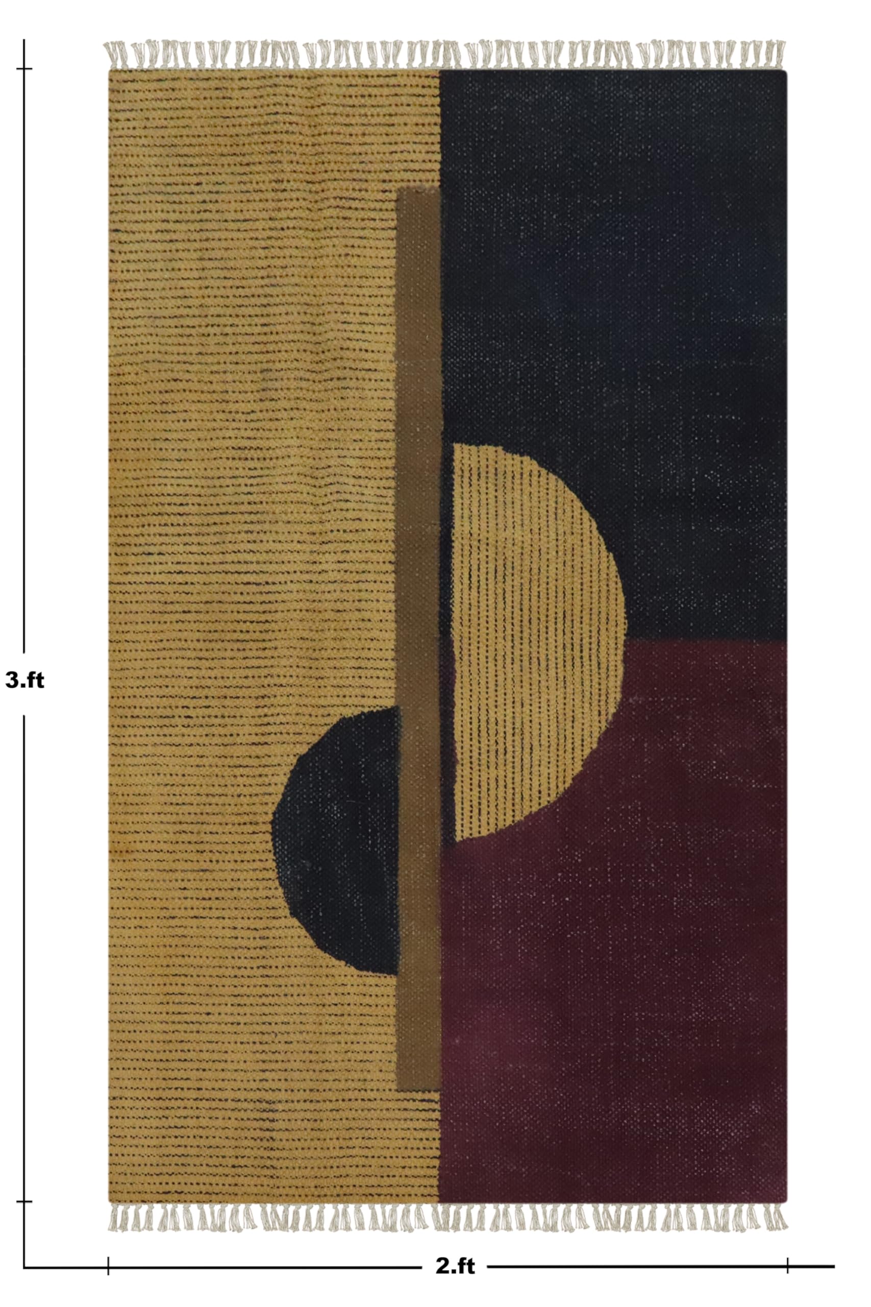 Indische Kunsthandwerker Baumwoll-Teppich, Kelim-Teppich, 25,4 x 45,7 cm, Braun Kastanienbraun, Bodenteppich für Fußmatte, Boho-Teppich, waschbarer Teppich, für Innen- und Außenbereich, Flachgewebe,