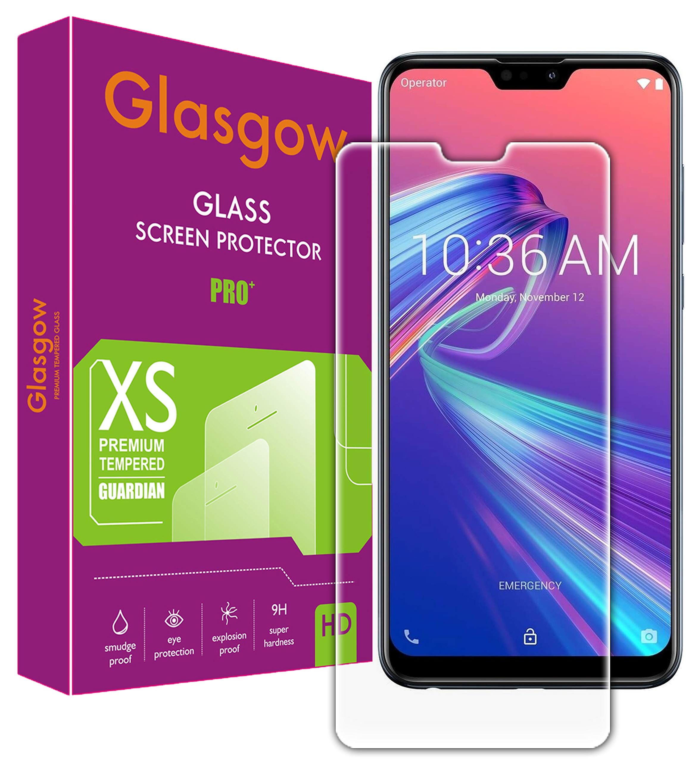 Glasgow 9H+ High Definition [HD] Tempered Glass for Asus Zenfone Max Pro M2 Screen Protection Premium Product [Curved Edges] [Gorilla] (B082B22RPC) Amazon Price History, Amazon Price Tracker