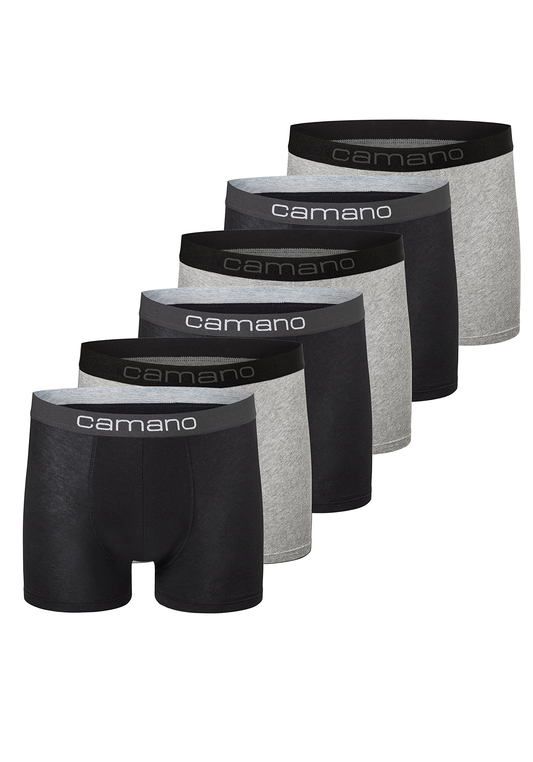 Camano Boxer da uomo Comfort con cotone sostenibile (BCI) in una pratica confezione da 6, Mix nero, XL
