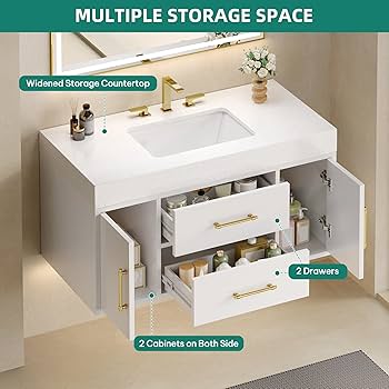 YITAHOME 40 Inch Floating Vanity with 2 Doors & 2 Drawers
