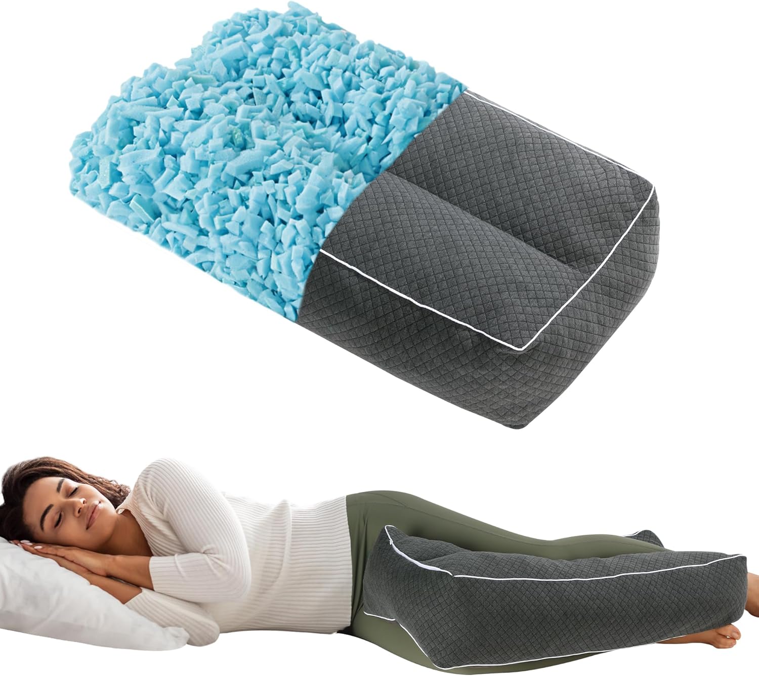 HOMBYS Shredded Memory Foam Knee Pillow for Side Sleepers