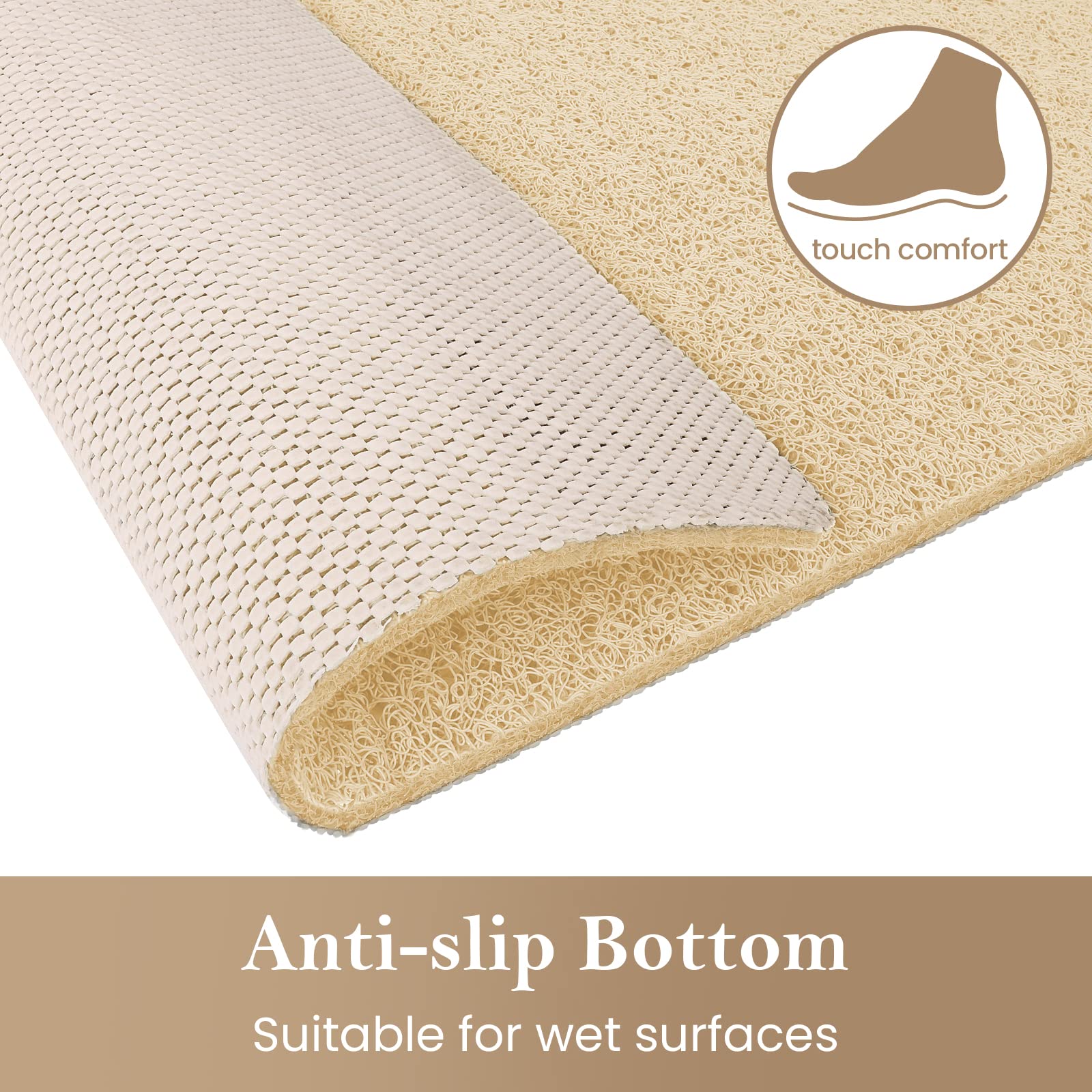 Duschmatte Rutschfest – Weiche PVC-Luffa-Matte Mit Drainage, Phthalatfrei, Für Badewanne & Dusche