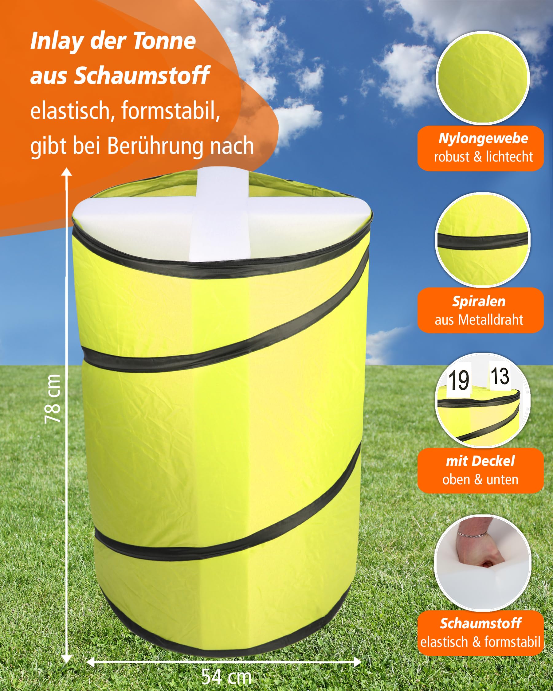 Hoopers-Tonne mit Inlay – Blau – Pop-up Nylon-Tonne mit Schaumstoffkern – standfest & VDH-konform