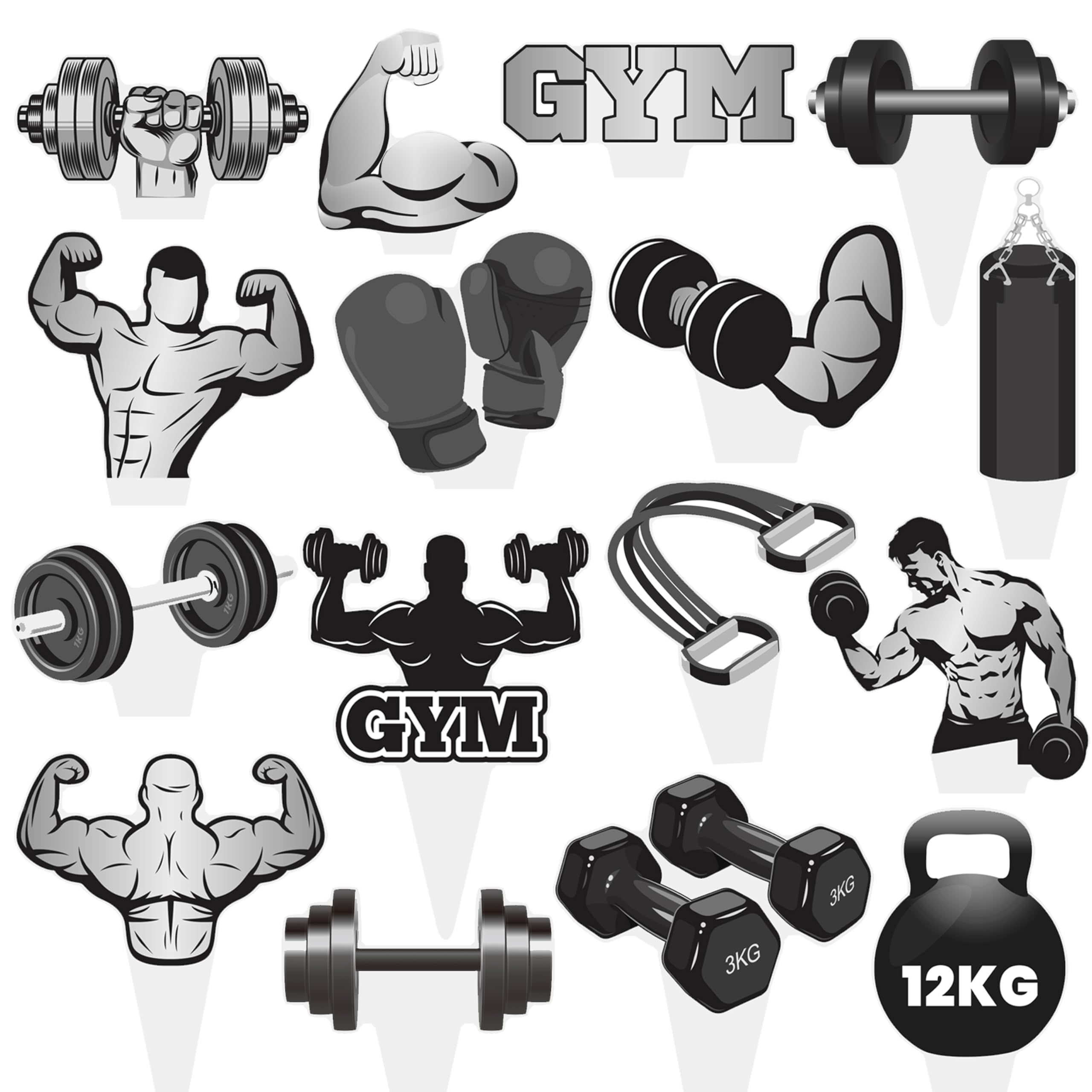 Gym Theme Cupcake Toppers 48Pcs Weight Lifting Cupcake Topper Gym Birthday Party Decorations Fitness Workout Cupcake Picks for Olympic Party Cake Decorations Supplies