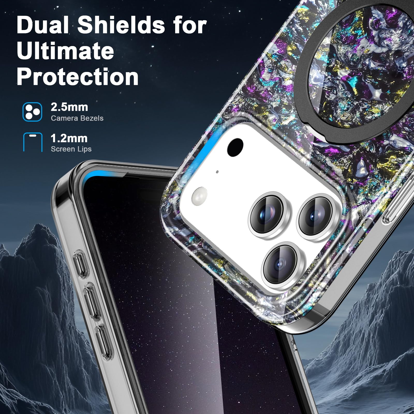 ZHK Custodia per iPhone 17 Pro con supporto magnetico invisibile, nero