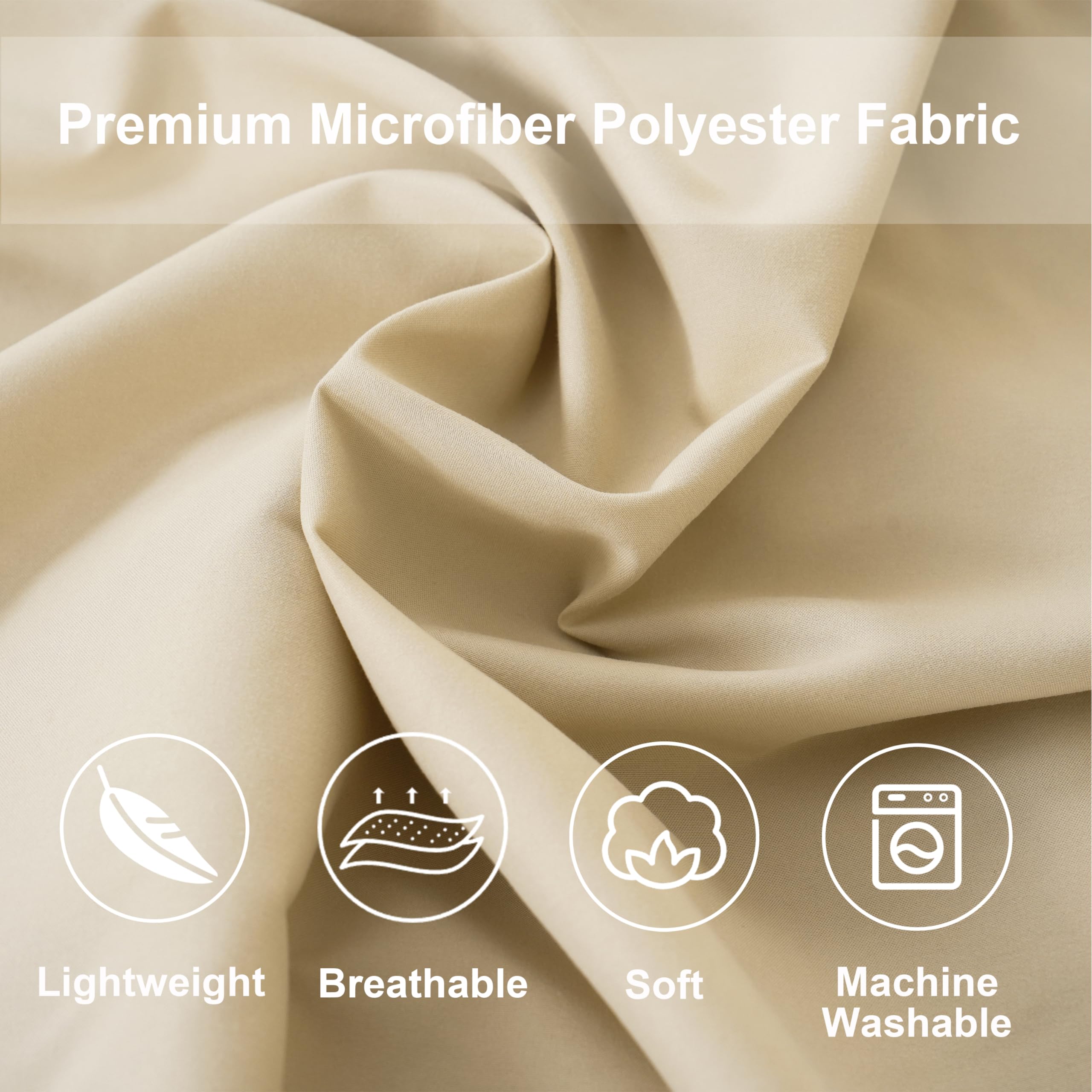 DOWNCOOL Queen Comforter Set, 7Pcs Bedding Sets Queen Beige, All Season Down Alternative Bed in a Bag Queen with Comforter, Flat Sheet, Fitted Sheet, 2 Pillow Shams & 2 Pillowcases