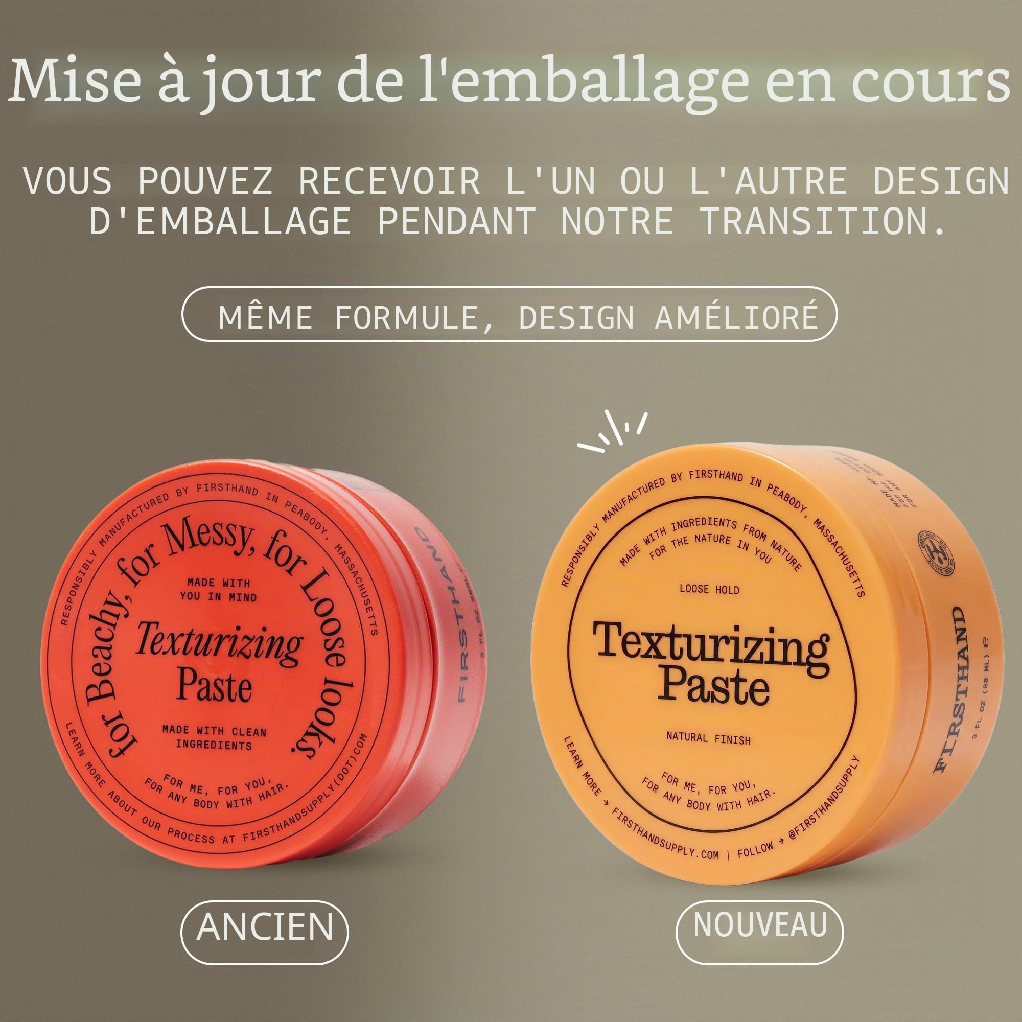 Firsthand Supply Pâte texturisante – Ingrédients de soins capillaires propres et non toxiques – Pour des coiffures texturées, désordonnées et décontractées – 88 ml