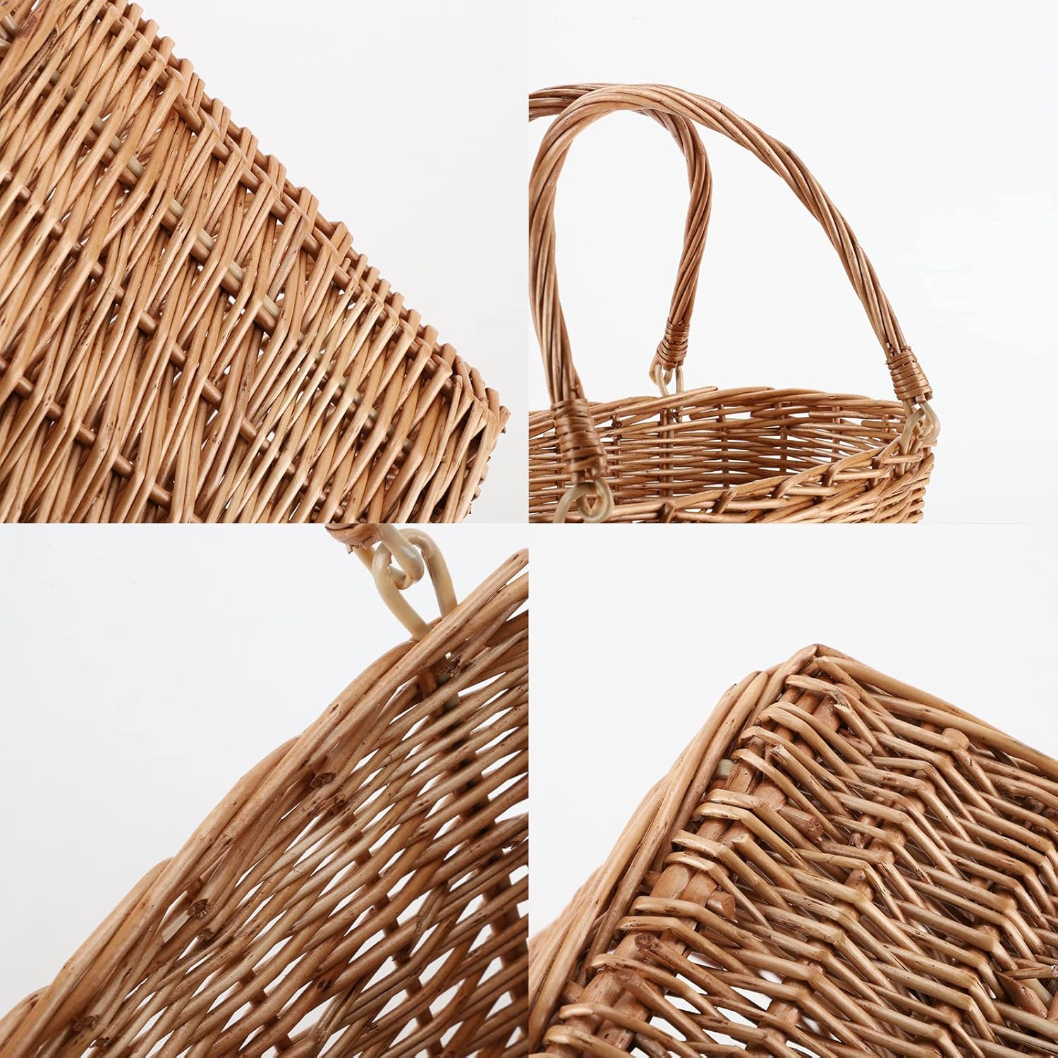 Natural Wicker Picnic Basket with Handle - Woven Willow Basket for Eggs, Candy, Groceries, Flowers, Gifts, Home & Outdoor Storage, 13x6x8 inches - Image 3