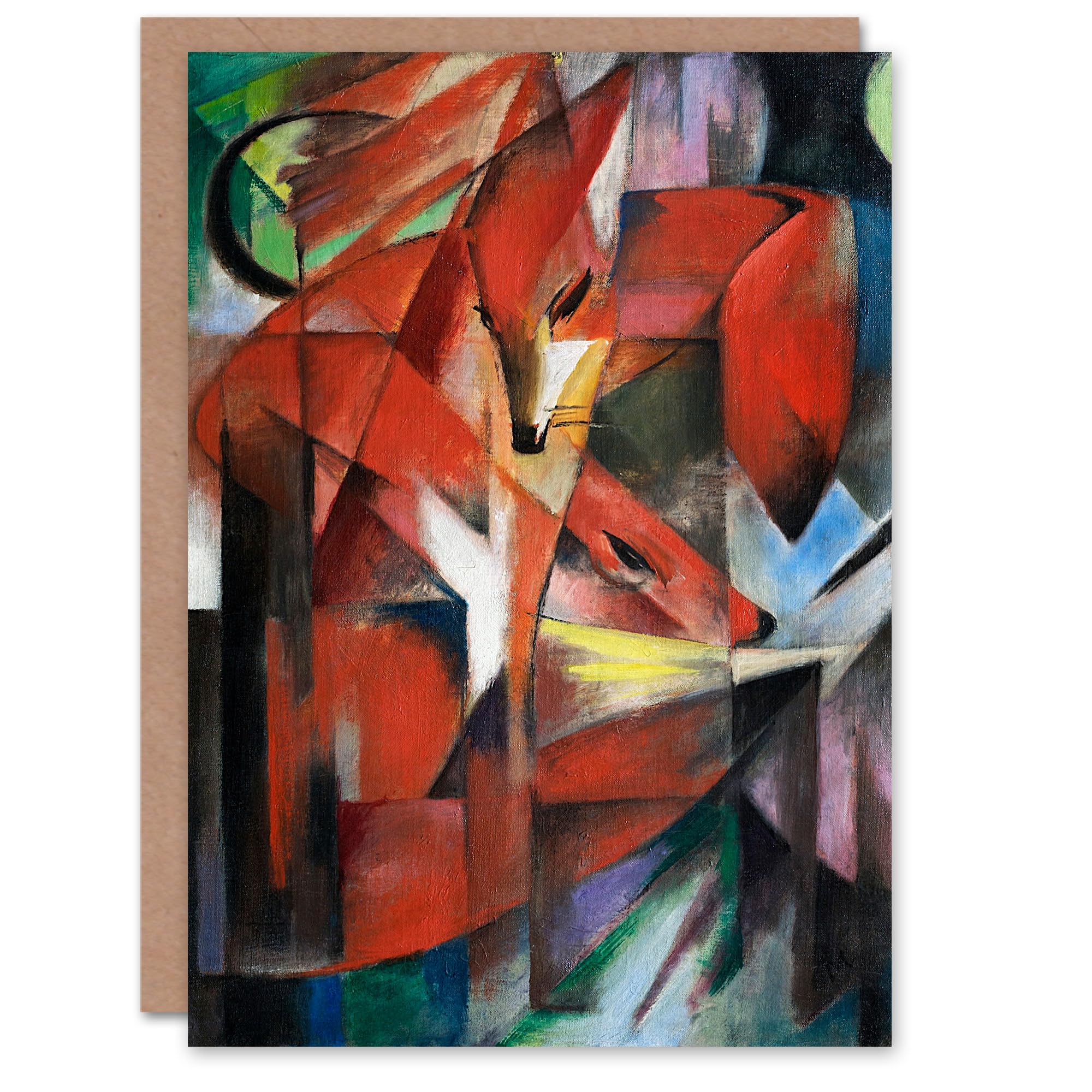 Artery8 Franz Marc Art Card The Foxes Colourful Abstract Painting