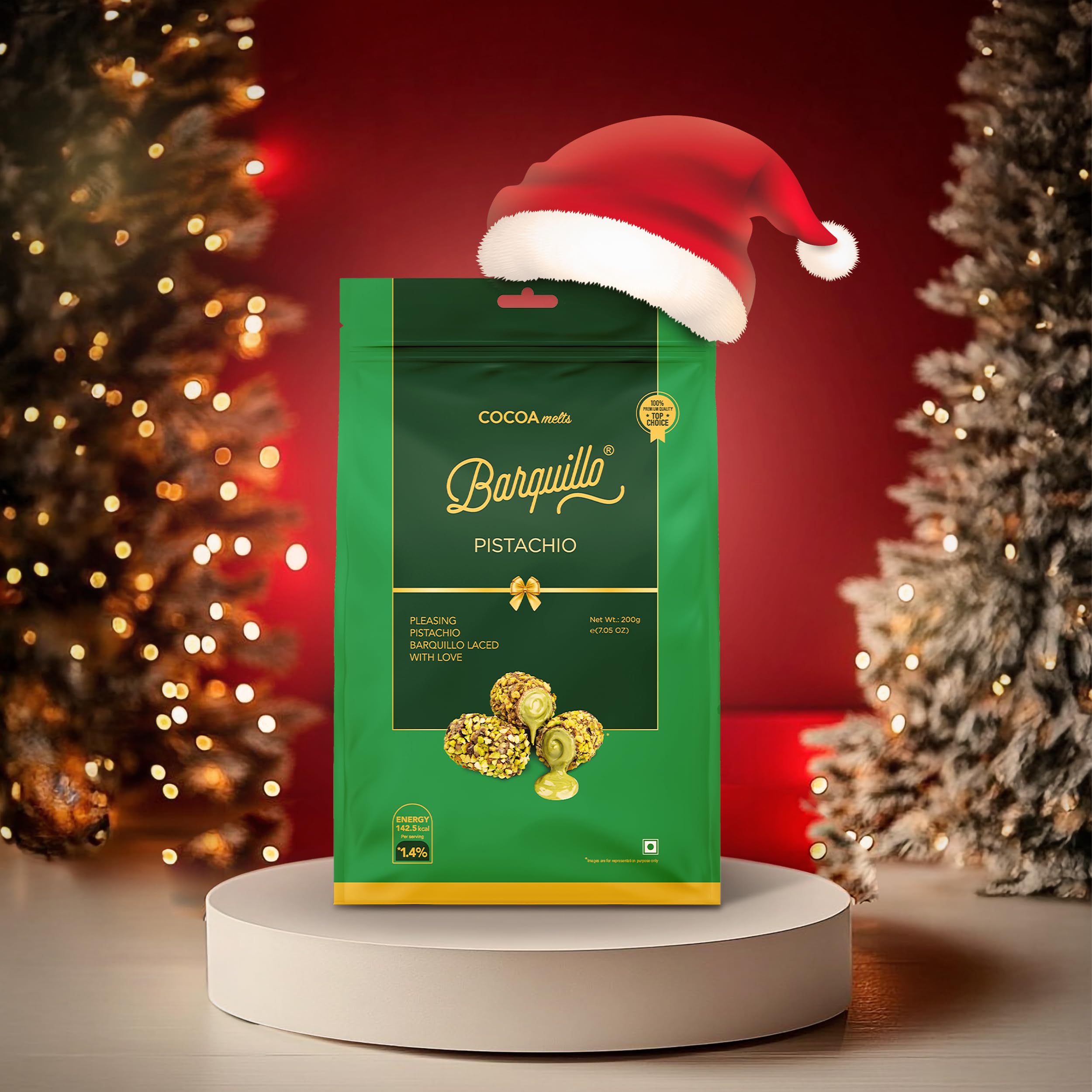 Premium Pistachio Coated Chocolate Pouch - 10 Pcs (200 gm) | Pista Cream Filled Biscuit Roll imported | Dubai couverture taste | Christmas Gift Pack Celebration specially for Festivals