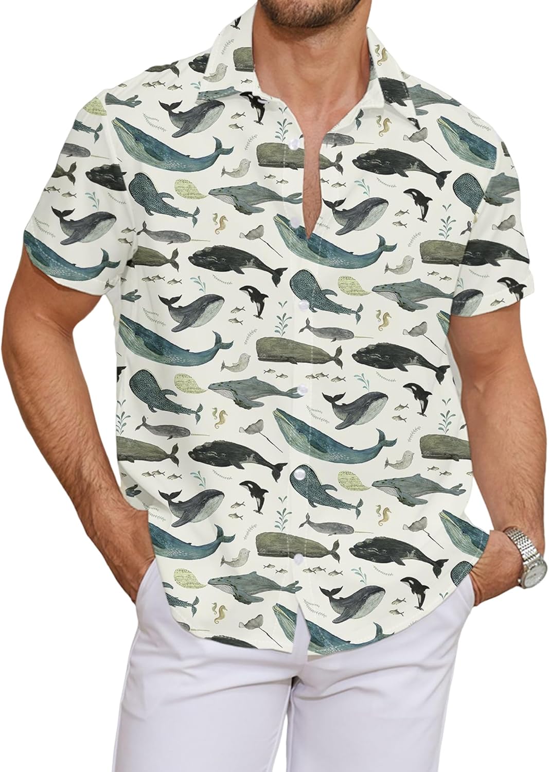 LuckLemocor Hawaiian Shirt for Men Summer Vacation Beach Shirts Short Sleeve Button Up