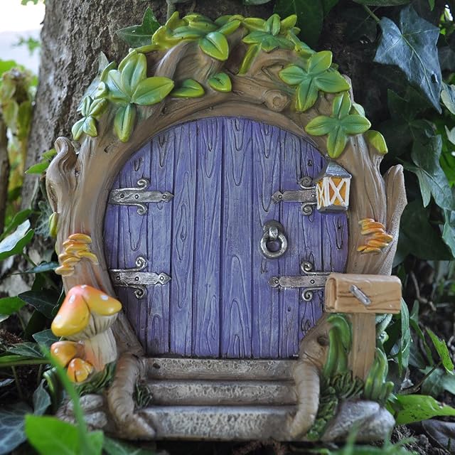 Prezents.com Fairy Garden UK Purple Forest Fairy Door Large Magical Garden Decor For Elves, Pixies, Fairies H17cm