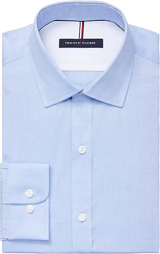 Miniatura 3 de Tommy Hilfiger - Camisa de vestir para hombre, ajuste ajustado, no necesita plancha, lisa