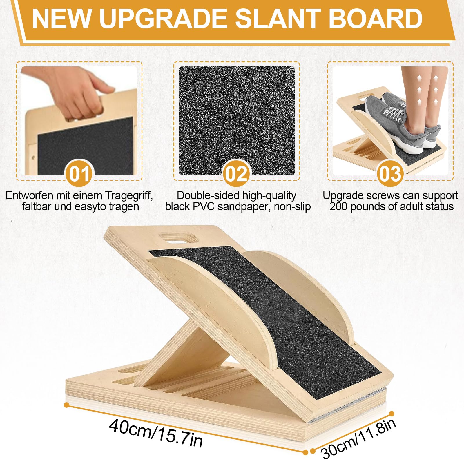 Balance Board Regolabile Legno Vitello Stretching Board Fisioterapia Mobili Balance Training 1,9 cm Spessore Squat Muscolo Stretching