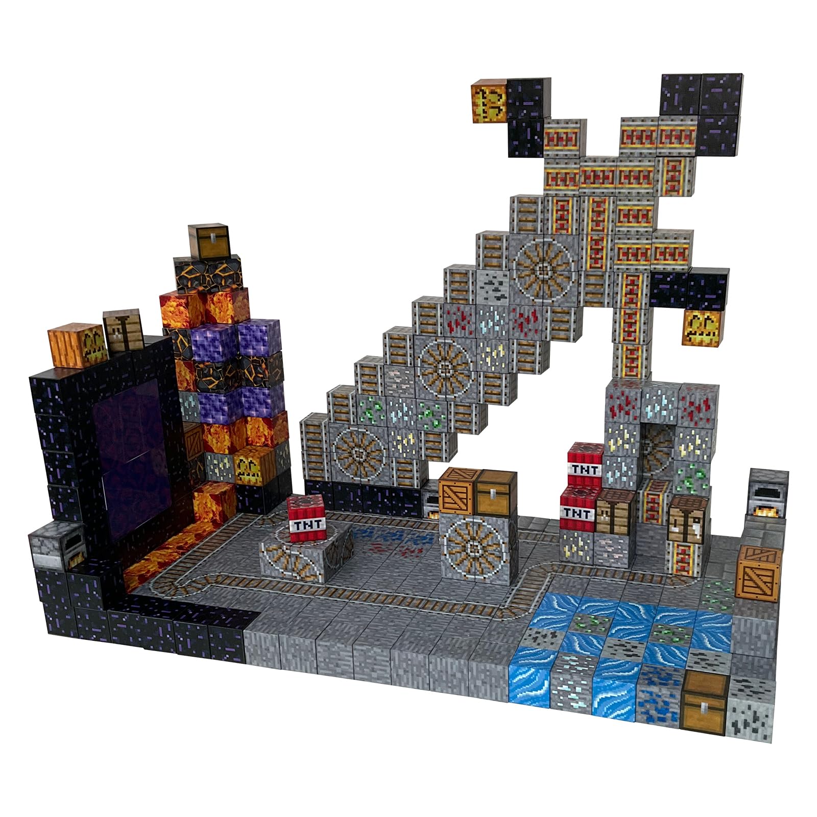 100 Pièces Blocs Magnétiques Construction Enfant - Jouets Magnétiques Cubes Pour Garçons Filles Dès 3 Ans (Thème Exploitation Minière)