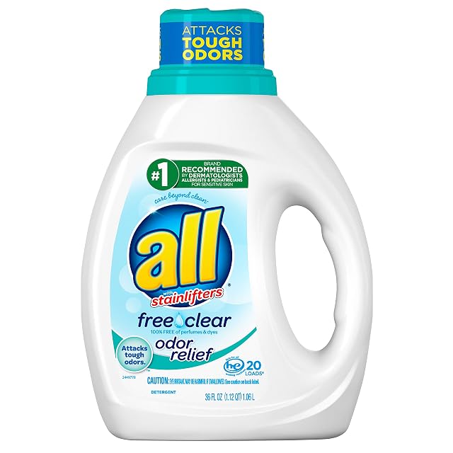 All Liquid Laundry Detergent Free Clear with Odor Relief 20 Loads 36 fl oz