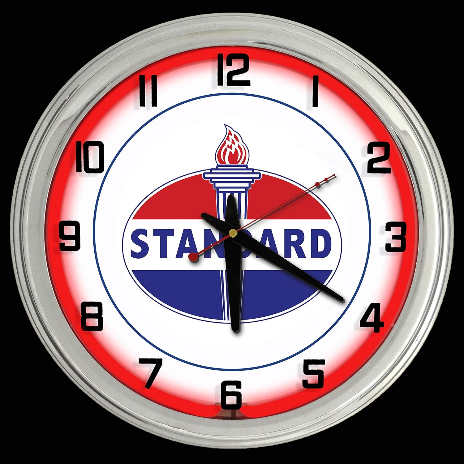 16" Standard Oil Nostalgic Sign Red Neon Wall Clock Garage Man Cave